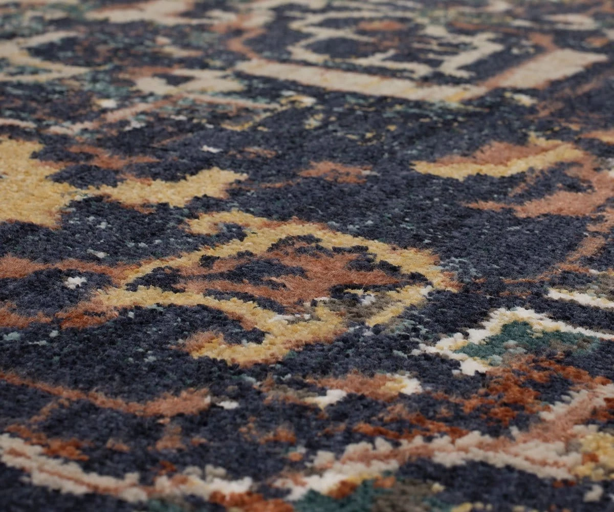 Budget 🔔 K01 Soiree Damascus Rug Runner - Indigo 😍 4 Budget 🔔 K01 Soiree Damascus Rug Runner - Indigo 😍 - Image 4